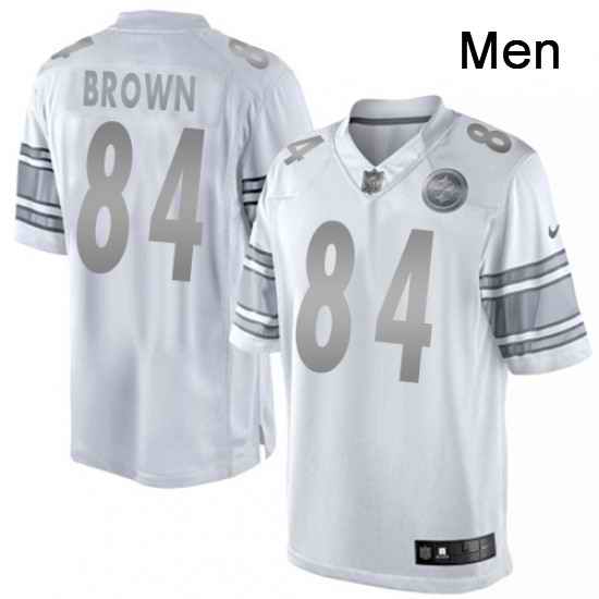 Mens Nike Pittsburgh Steelers 84 Antonio Brown Limited White Platinum NFL Jersey